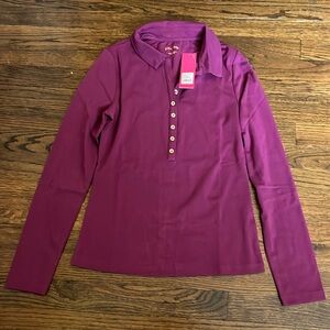 NWT Lilly Pulitzer Reema Polo Top Amarena Cherry S